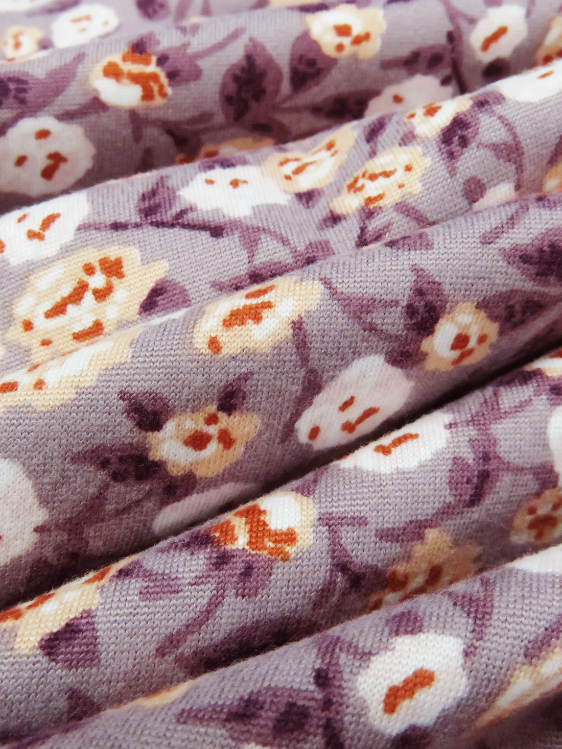 Dusty Lilac/Salmon/Burnt Orange/Multi Polyester/Lycra Ditsy Floral Print Double Brushed Knit 56W