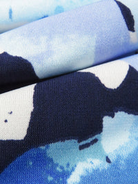 Navy/Bluebell/White/Multi Polyester/Lycra Watercolor Floral Print ITY Knit 58W