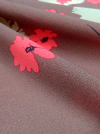 Mauve/Hot Highlighter Pink/Beige/Dark Slate Blue 100% Polyester Floral Print Crepe Blouse Weight Woven 58W