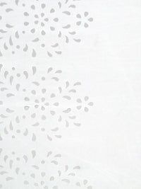 Chalk White 100% Polyester Scalloped Laser Cut Floral Single Border Taffeta - Famous Dress Designer - 54W