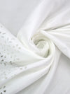 Chalk White 100% Polyester Scalloped Laser Cut Floral Single Border Taffeta - Famous Dress Designer - 54W