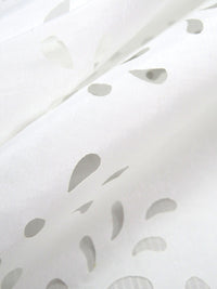 Chalk White 100% Polyester Scalloped Laser Cut Floral Single Border Taffeta - Famous Dress Designer - 54W