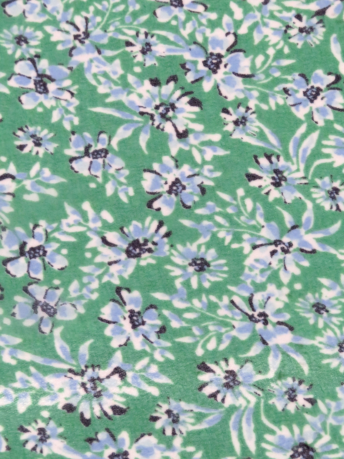 Irish Green/Pale Cornflower Blue/Navy/Ghost White 100% Polyester Floral Print Georgette 56W