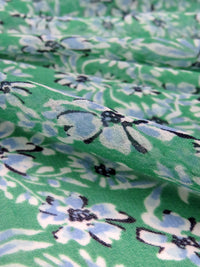 Irish Green/Pale Cornflower Blue/Navy/Ghost White 100% Polyester Floral Print Georgette 56W