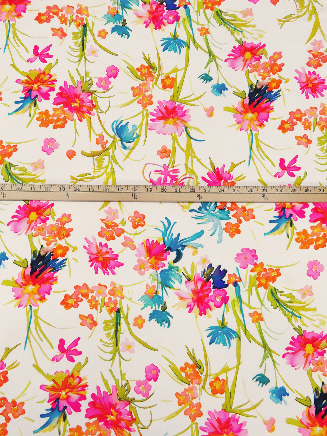 Bone/Limerick/Persian Rose/Multi 100% Polyester Wild Floral Print Washed Charmeuse 56W