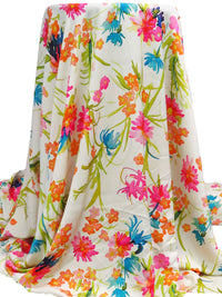 Bone/Limerick/Persian Rose/Multi 100% Polyester Wild Floral Print Washed Charmeuse 56W
