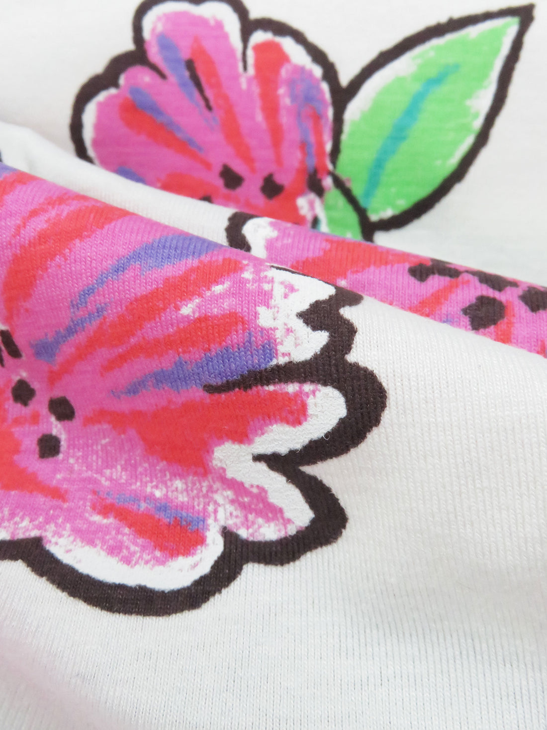 Soft Cream/Raspberry Pink/Spring Green/Multi Cotton/Lycra Floral Print Jersey Knit 54W
