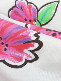 Soft Cream/Raspberry Pink/Spring Green/Multi Cotton/Lycra Floral Print Jersey Knit 54W