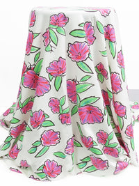 Soft Cream/Raspberry Pink/Spring Green/Multi Cotton/Lycra Floral Print Jersey Knit 54W