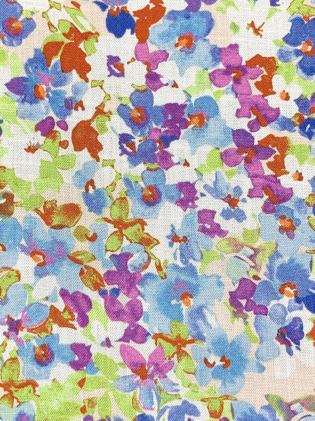 Vista Blue/Autumn Red/White/Multi Rayon/Lycra Floral Print Linen-Look Stretch Shirt Weight Woven 56W