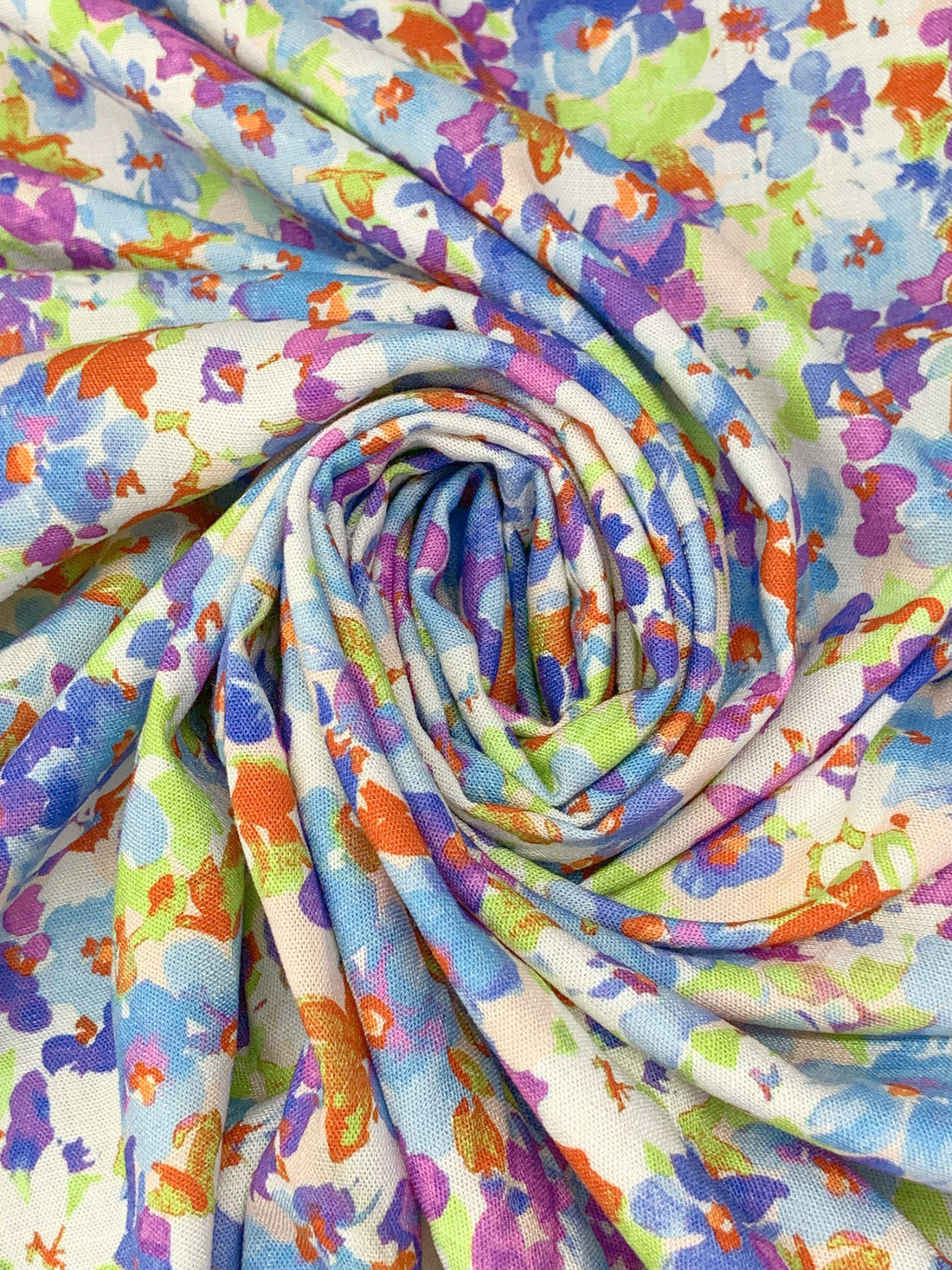 Vista Blue/Autumn Red/White/Multi Rayon/Lycra Floral Print Linen-Look Stretch Shirt Weight Woven 56W