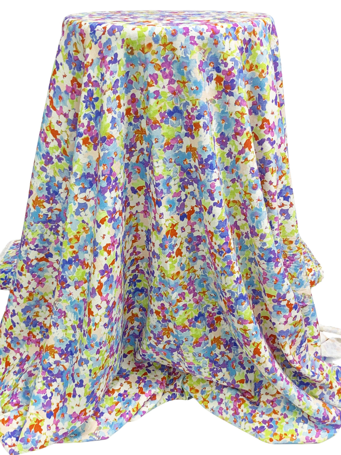 Vista Blue/Autumn Red/White/Multi Rayon/Lycra Floral Print Linen-Look Stretch Shirt Weight Woven 56W