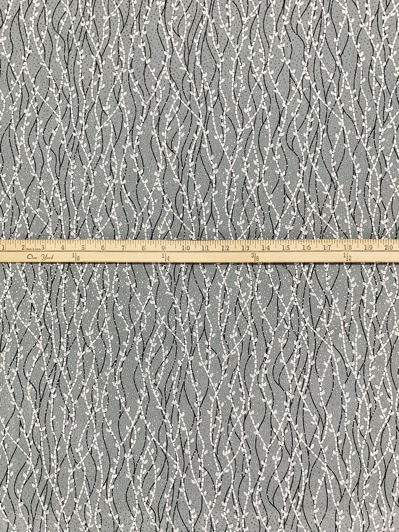 Light Gray/White/Silver Acetate/Lycra Wavy Puff Print Glitter Dot Slinky Knit 52W