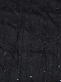 Black Polyester/Lycra Vertical Embroidered Stripe With Sequins Jersey Knit 54W