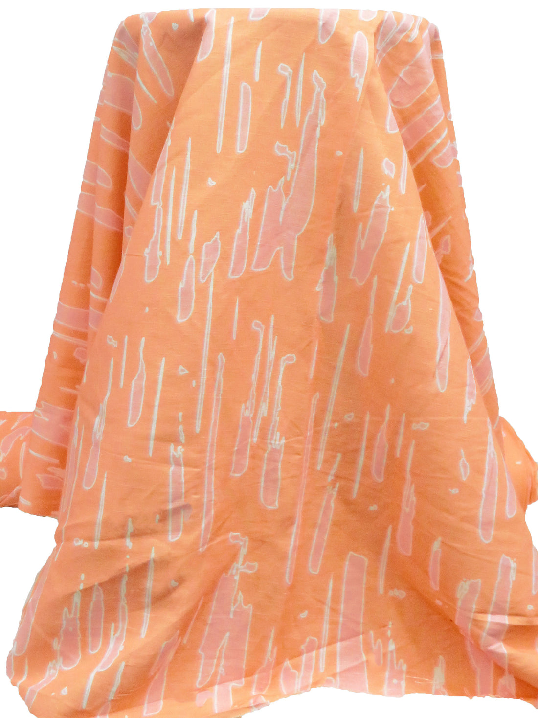 Pale Persimmon/White/Poppy Petal Cotton/Linen Abstract Print Shirt-Weight Woven 56W