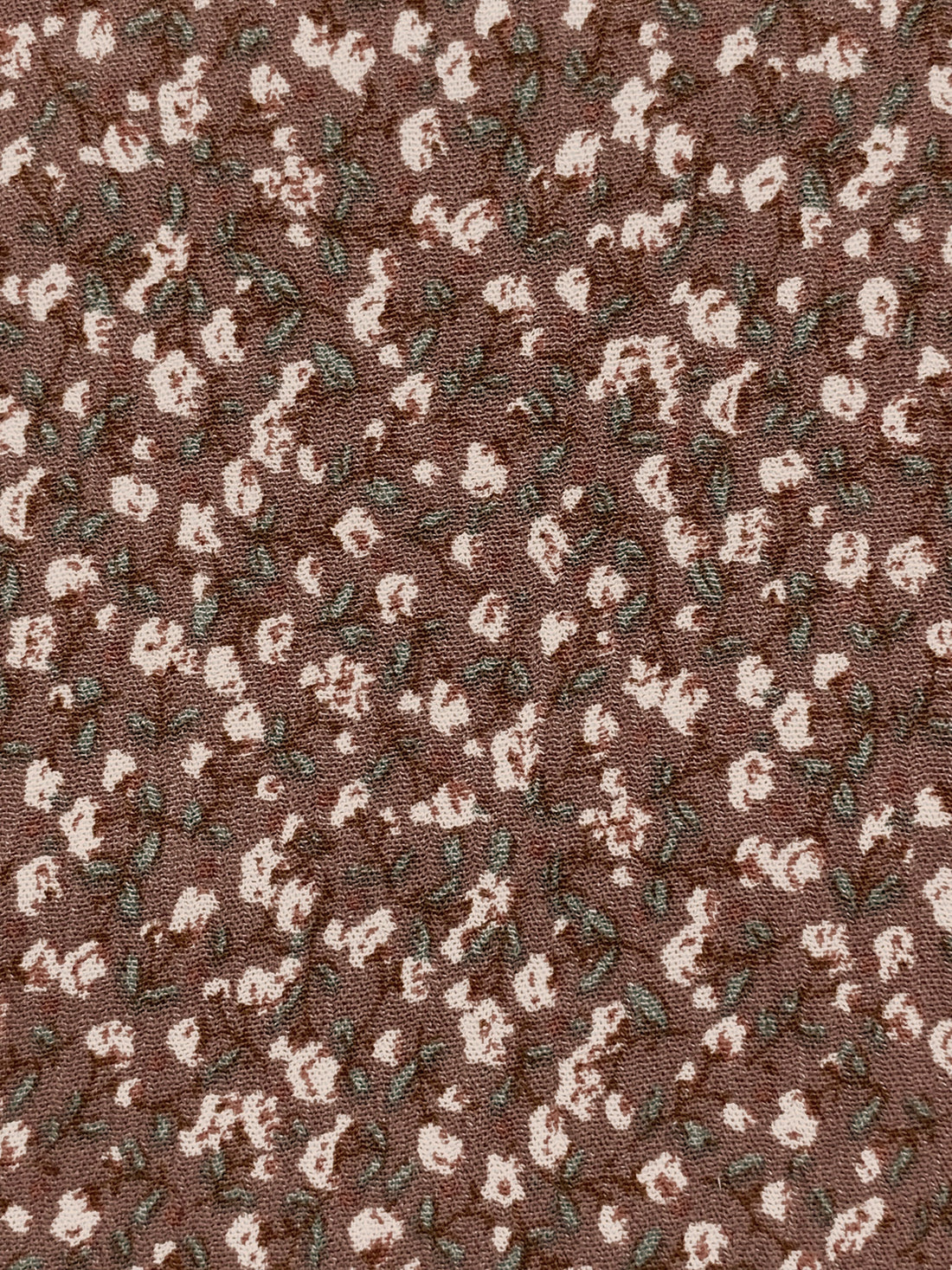 Redwood/Warm Off-White/Cool Pine 100% Rayon Ditsy Floral Print Crinkle Challis 52W
