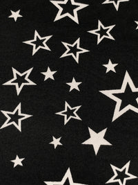 Black/Eggshell Polyester/Lycra Stars Print Double Brushed Knit 60W