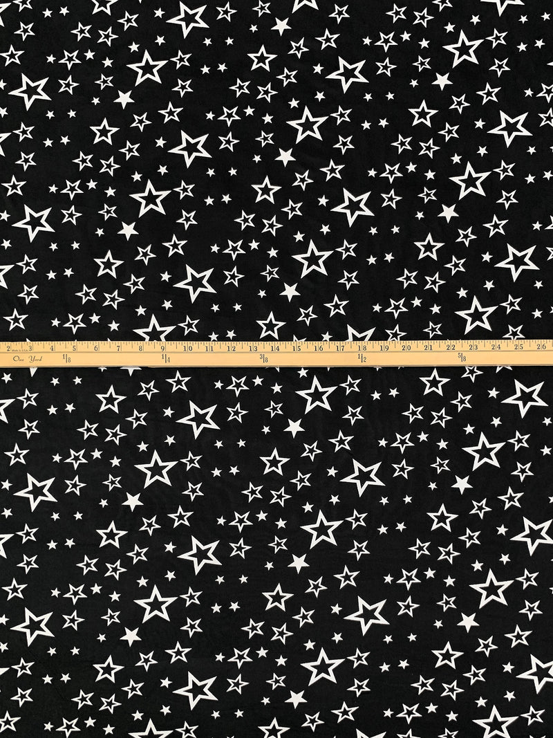 Black/Eggshell Polyester/Lycra Stars Print Double Brushed Knit 60W