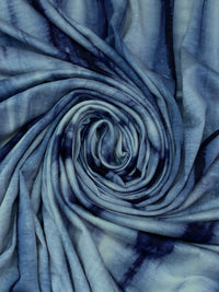 Midnight Blue/Pewter Blue Rayon/Lycra Tie-Dye Jersey Knit 54W