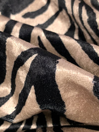 Sandstone Beige/Black Polyester/Lycra Animal Print Crushed Stretch Velvet Knit 60W