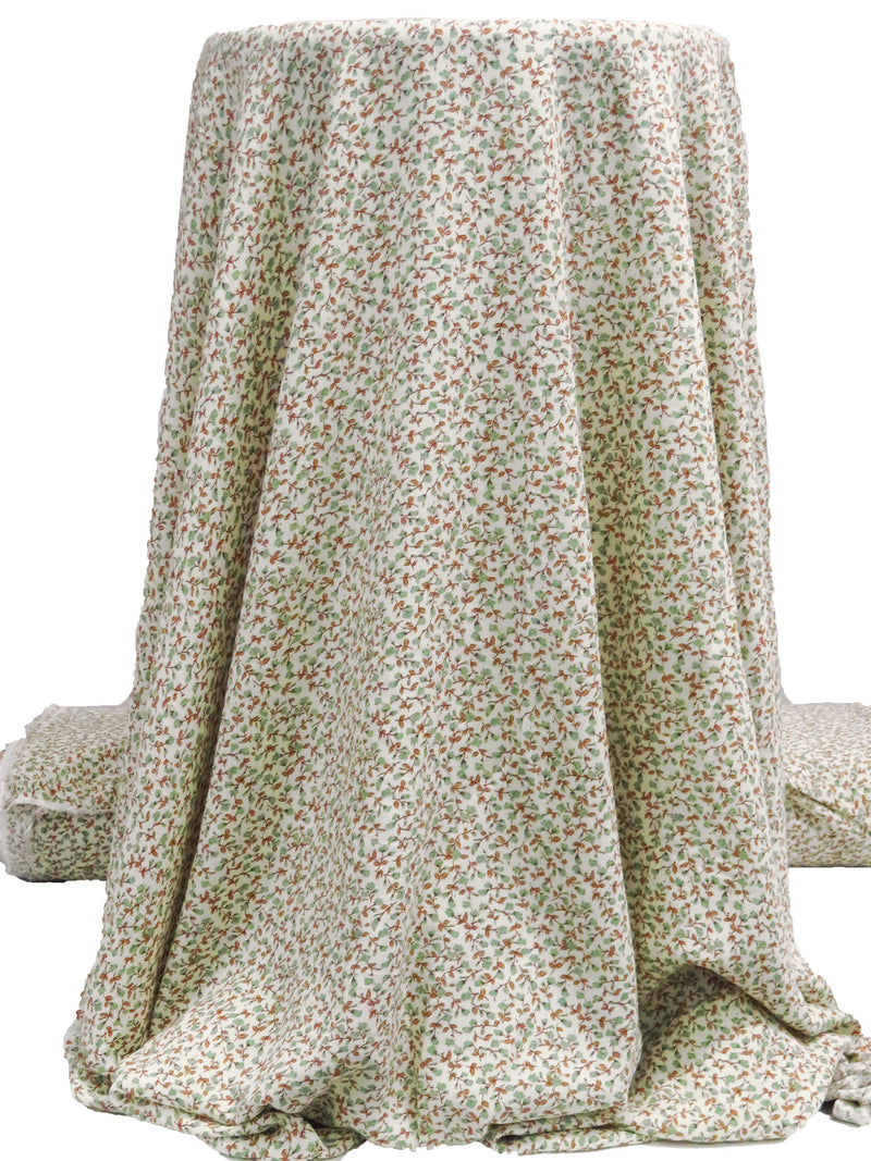 Beige/Artichoke/Durian/Multi 100% Rayon Small Floral Print Crinkle Challis 52W
