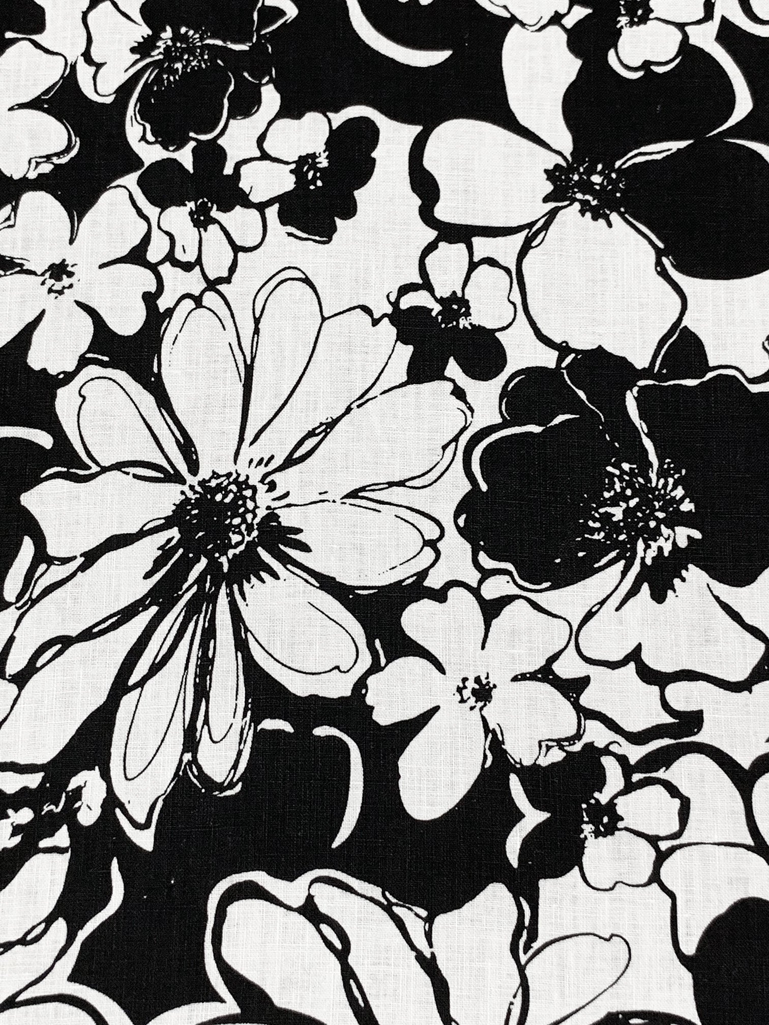 Black/White 100% Linen Floral Print Mid-Weight Woven 52W – Fabric Mart
