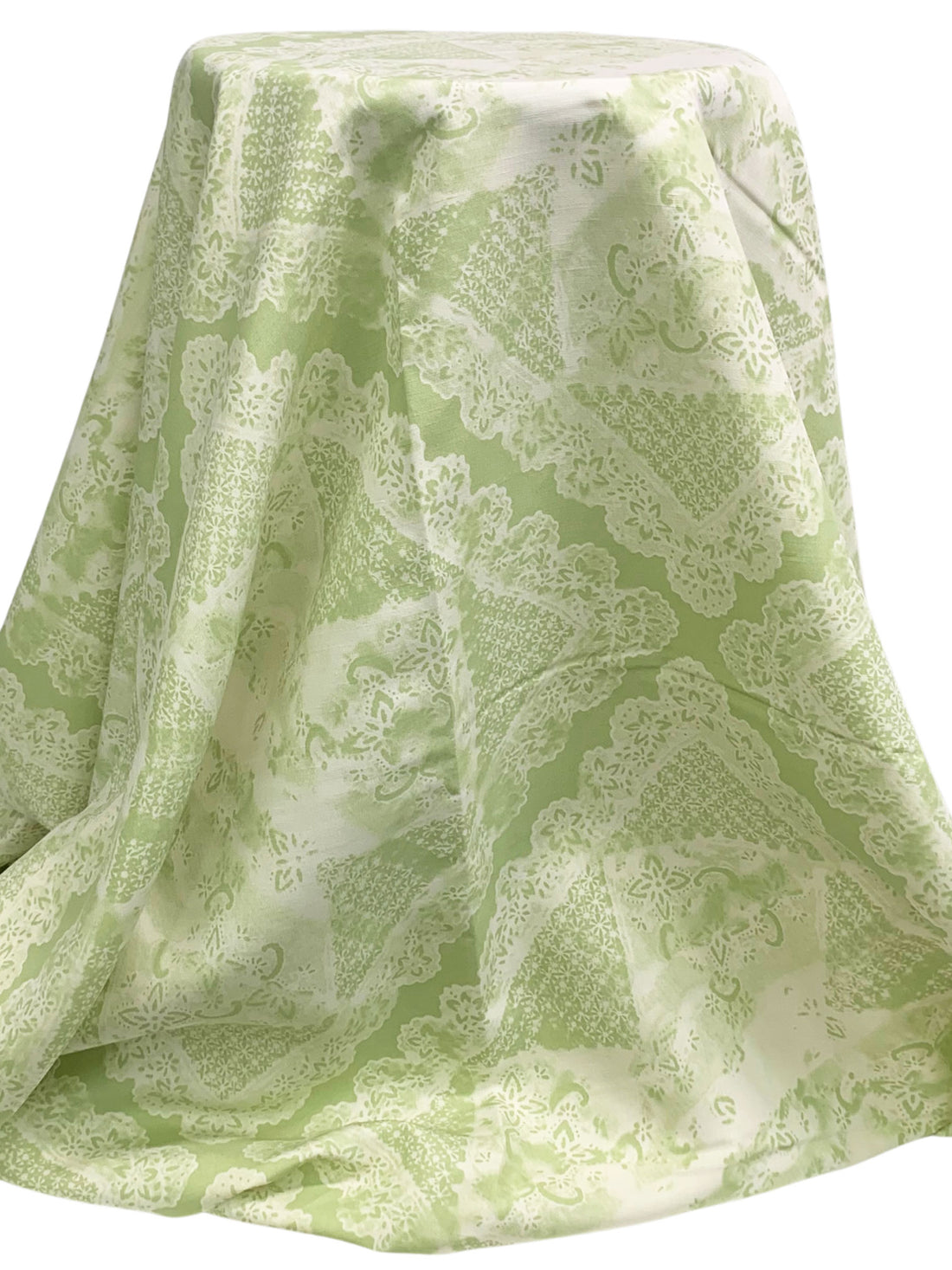 Olivine/Off-White Linen/Tencel Rugged Lace Handkerchief Print Mid-Weight Woven 56W