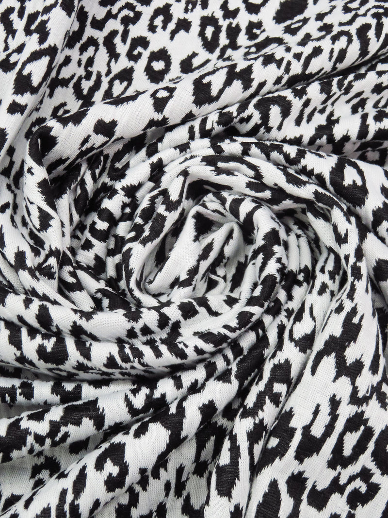 White/Black Polyester/Lycra Animal Jacquard Design Double Knit 60W