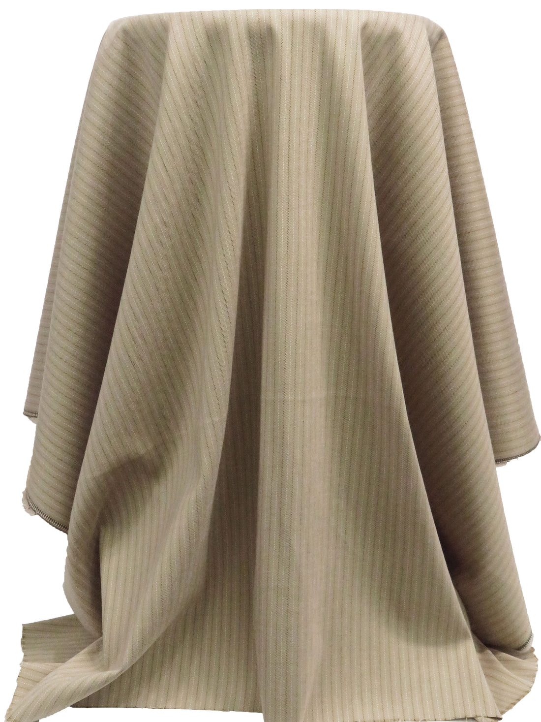 Grullo/White/Black Polyester/Rayon/Spandex Vertical Stripe Weave Yarn-Dyed Stretch Suiting 44W