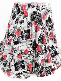 White/Black/Desire Pink/Evergreen Polyester/Lycra Strawberry City Print Double Brushed Knit 60W