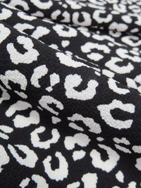 Black/White 100% Polyester Animal Print Bubble Crepe 58W