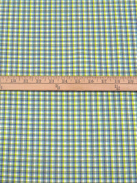 Vivid Lime/White/Ulca Blue/Verdigris Polyester/Rayon/Spandex Plaid Weave Yarn-Dyed Stretch Suiting 42W