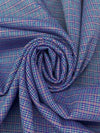 Ultramarine Blue/White/Lilac Polyester/Rayon/Spandex Yarn-Dyed Plaid Stretch Suiting 43W