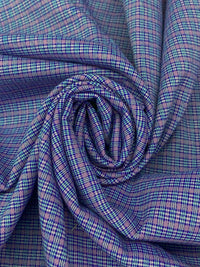 Ultramarine Blue/White/Lilac Polyester/Rayon/Spandex Yarn-Dyed Plaid Stretch Suiting 43W