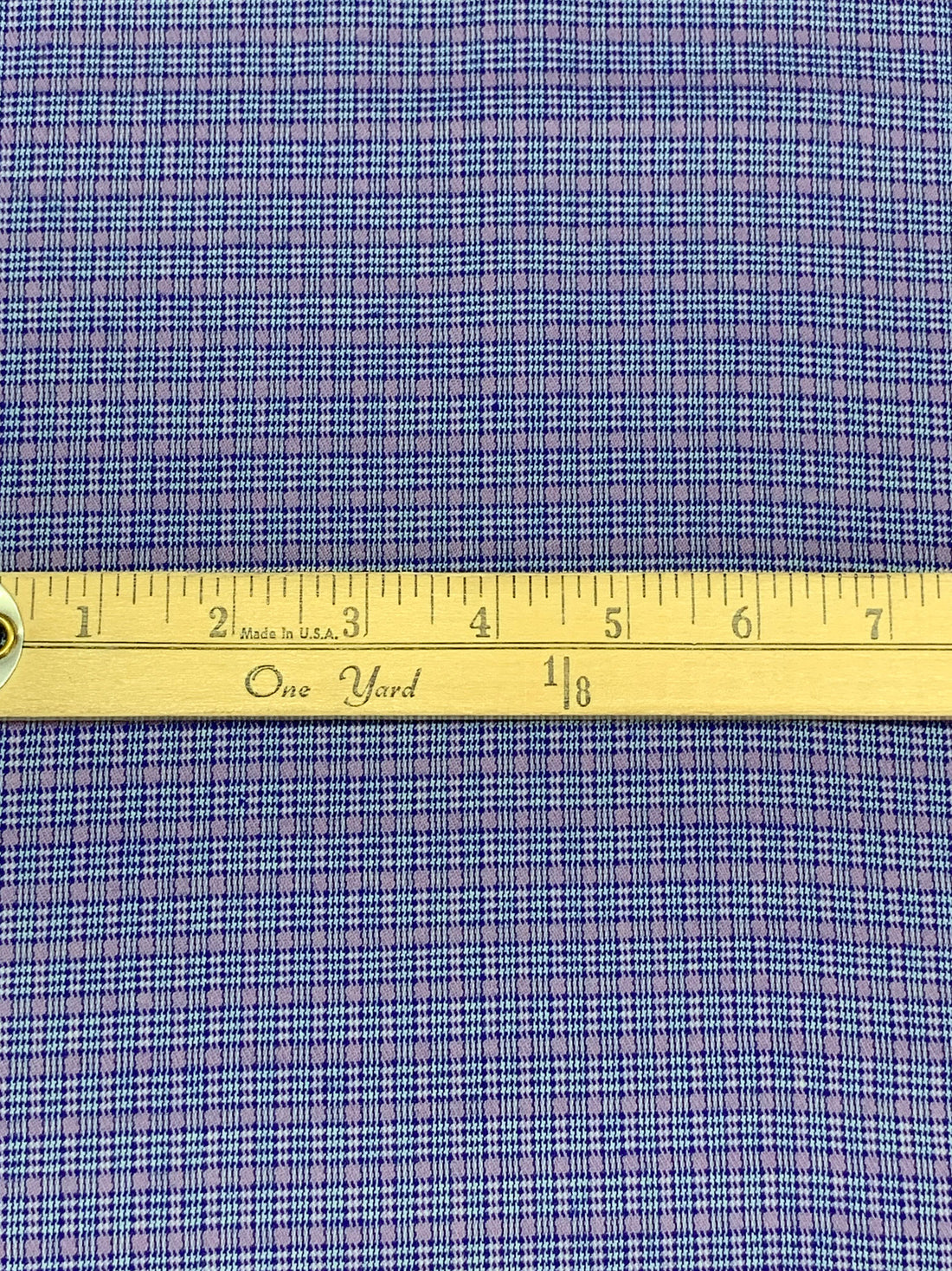 Ultramarine Blue/White/Lilac Polyester/Rayon/Spandex Yarn-Dyed Plaid Stretch Suiting 43W