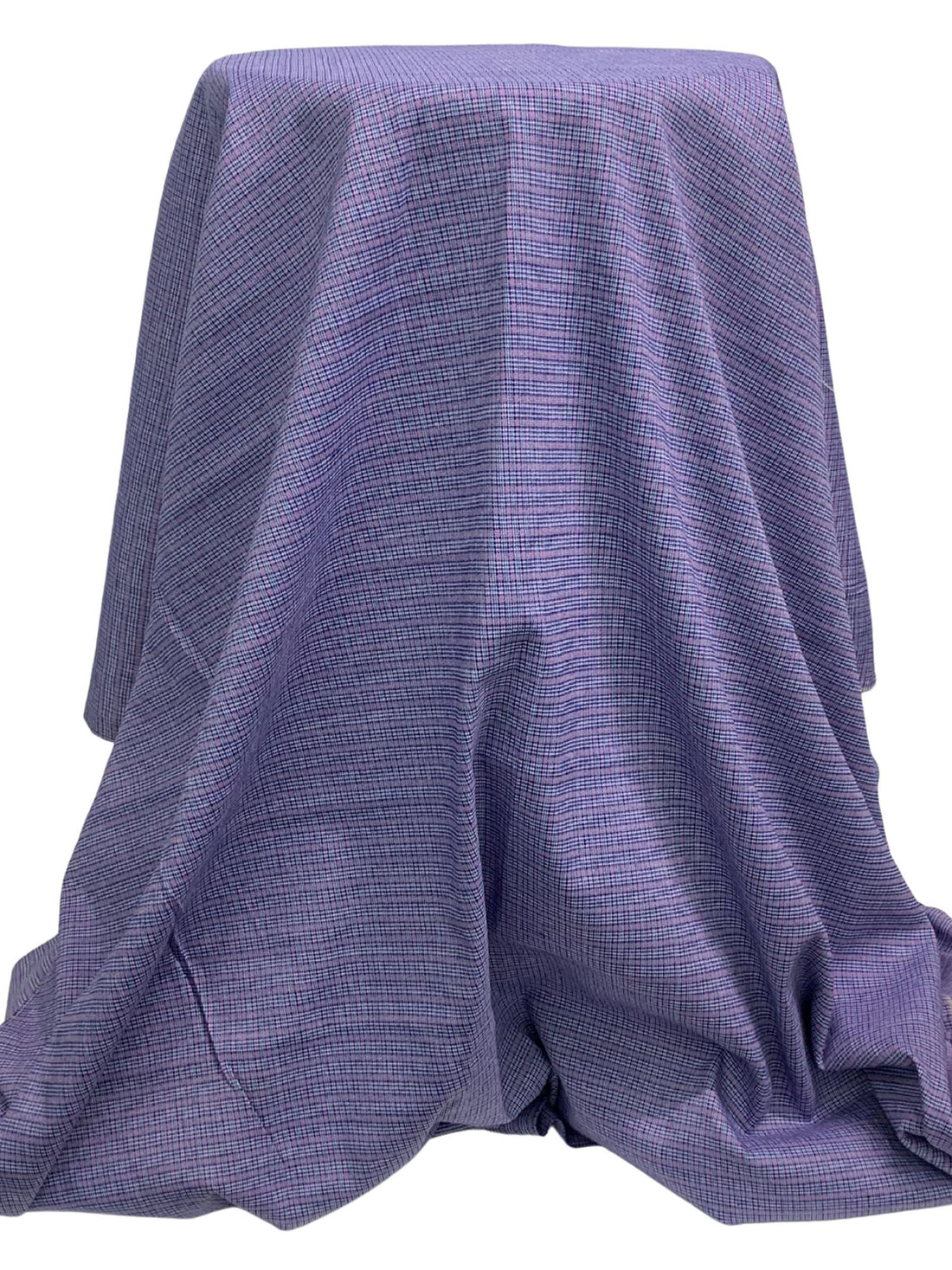 Ultramarine Blue/White/Lilac Polyester/Rayon/Spandex Yarn-Dyed Plaid Stretch Suiting 43W