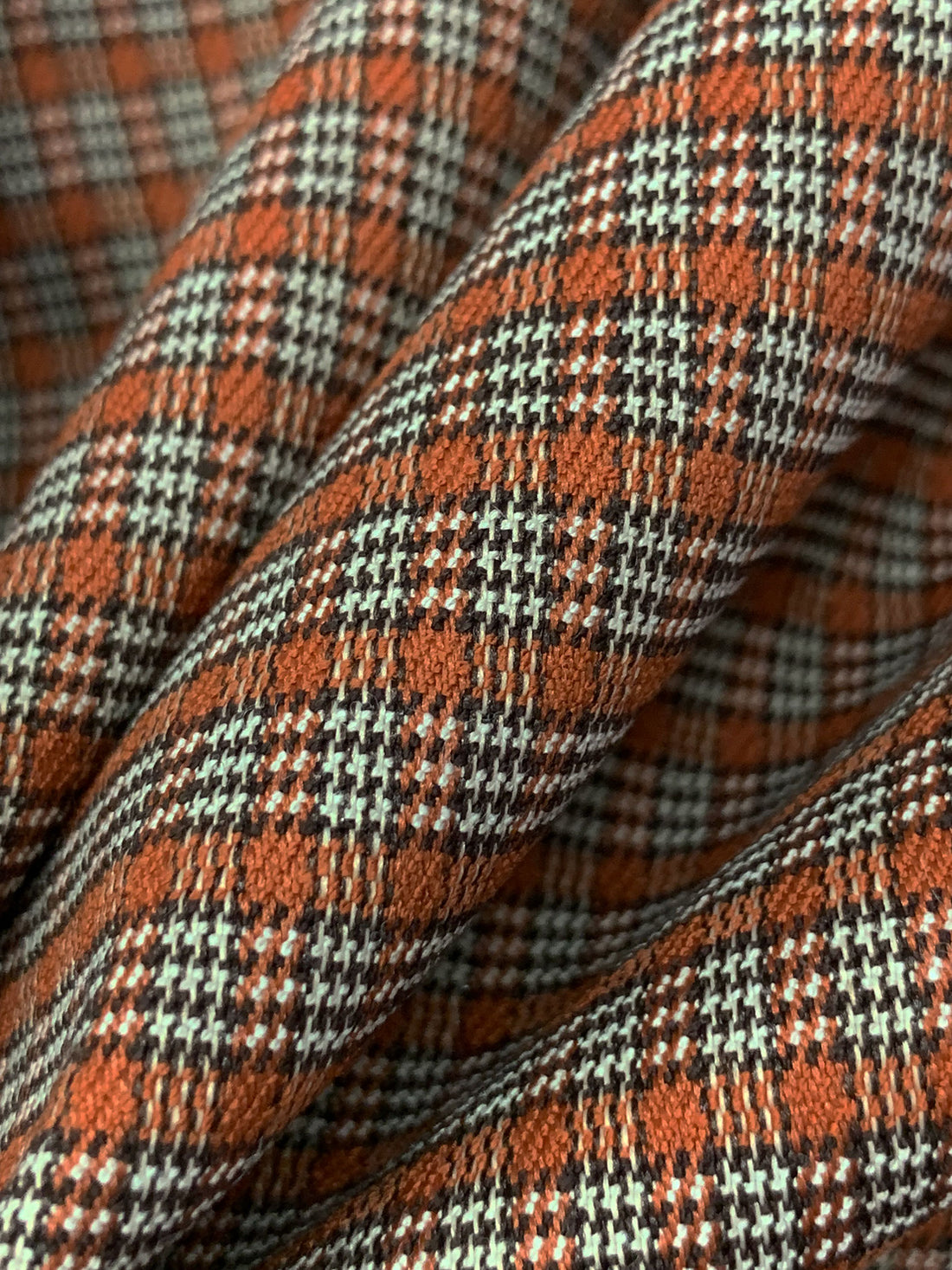 Brown Sugar/White/Espresso Polyester/Rayon/Spandex Yarn-Dyed Plaid Stretch Suiting 44W