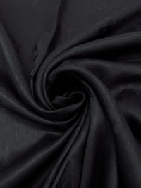 Black 100% Linen Floral Jacquard Design Mid-Weight Woven 58W