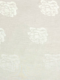 Vanilla Custard 100% Linen Rose Jacquard Design Mid-Weight Woven 60W