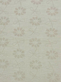 Ash Beige 100% Linen Daisy Jacquard Design Mid-Weight Woven 60W