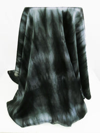 Deep Muted Forest Green/Cool Silver/Multi 100% Polyester Tie-Dye Crinkle Satin - NY Designer - 42W