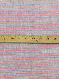 Flamingo/Amethyst/Dark Muted Blueberry/Multi 100% Linen Yarn-Dyed Horizontal Stripe Weave Shirt-Weight Woven 60W