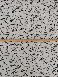 Pale Oak/Black 100% Linen Abstract Script-Like Print Mid-Weight Woven 58W