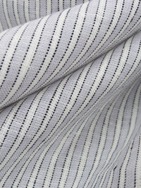 Pale Cornflower Blue/White/Black 100% Linen Horizontal Stripe Weave Shirt-Weight Woven 60W