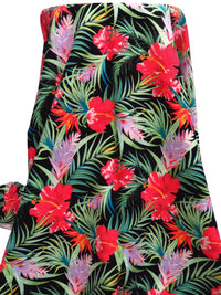 Black/Amaranth Red/Moss/Multi Rayon/Nylon/Lycra Tropical Floral Print Stretch Bengaline Suiting 58W