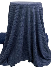 Prussian Blue/Light Slate Gray Polyester/Metallic Heathered Ribbed Sweater Knit 58W
