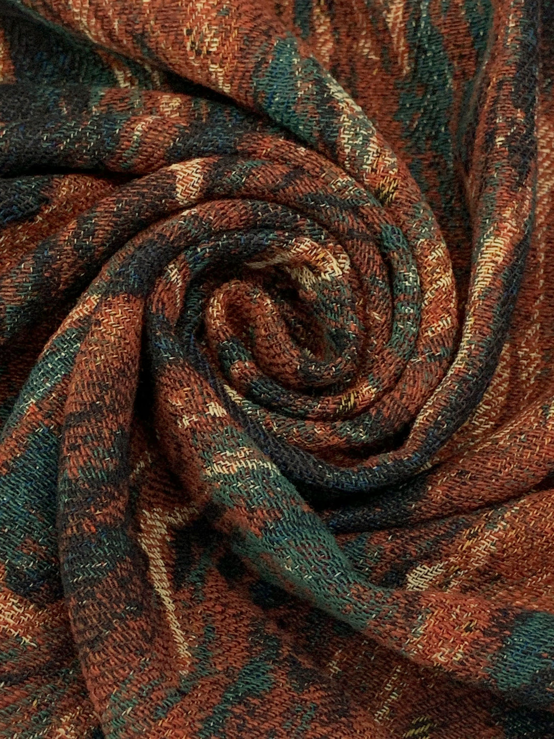 Chestnut/Black/Cream/Multi Wool/Polyester Novelty Tapestry Coating - NY Designer - 48W