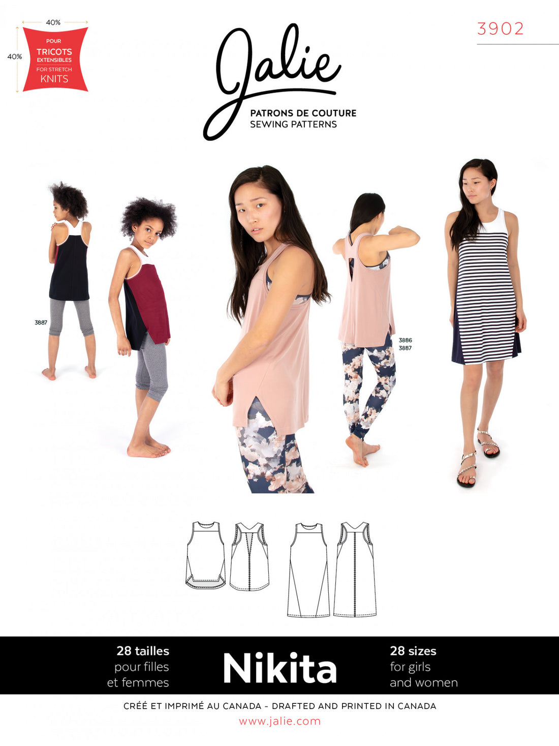 Jalie Patterns - Nikita Workout Tank and Swing Dress #3902 - Women/Girls Sizes