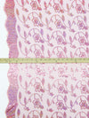 Deep Rose Pink/Taffy Pink/Cherry Pink 100% Polyester Double Scalloped Border Embroidered Sequin Floral Design On Netting 51W