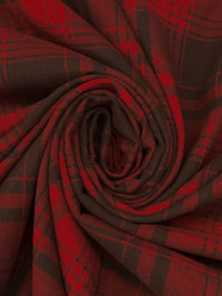 Brick Red/Penny Brown 100% Cotton Plaid Flannel - NY Designer - 56W